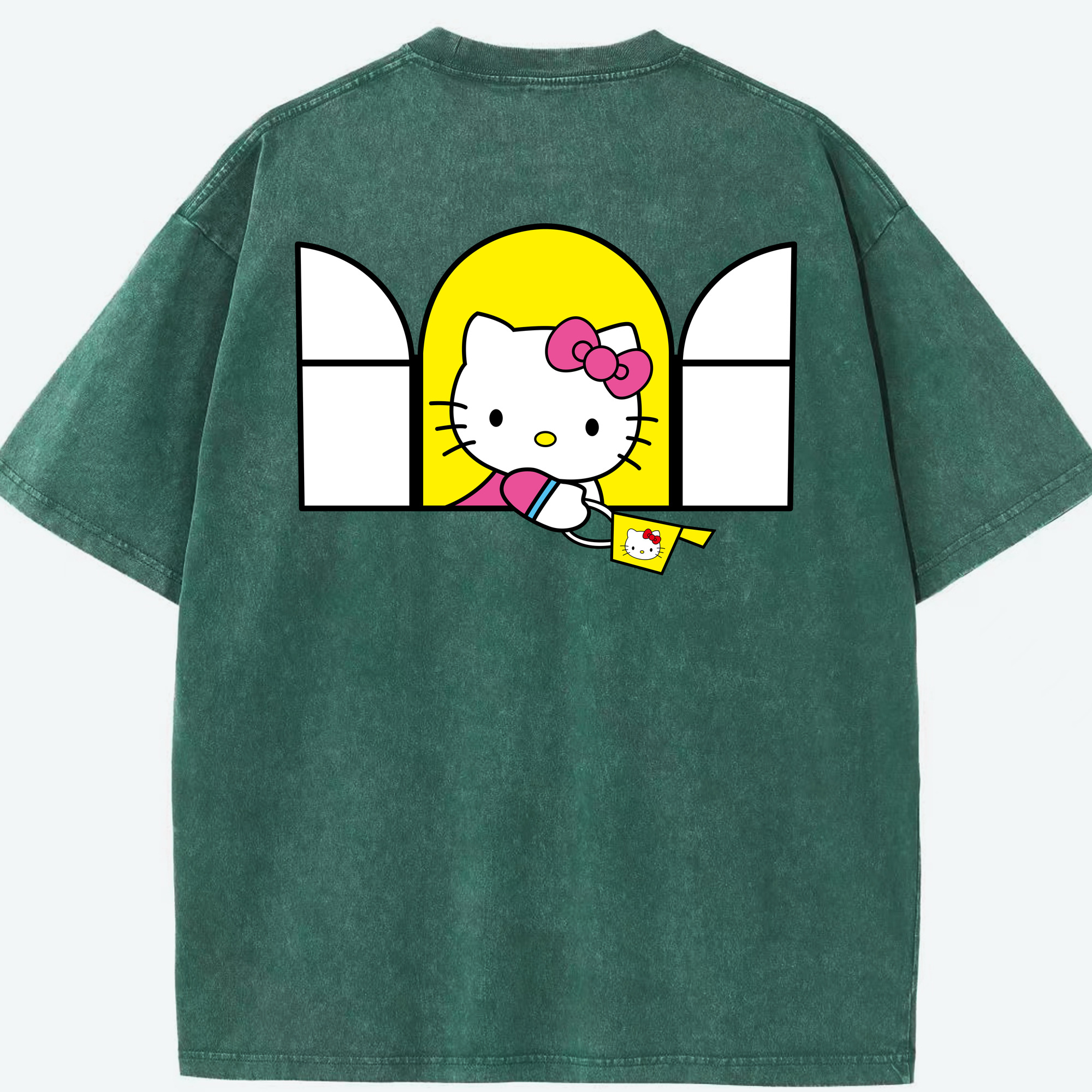 （画像用） Hello Kitty ハローキティ 綿100% ヴィンテージ風 半袖Tシャツ（背面プリント）